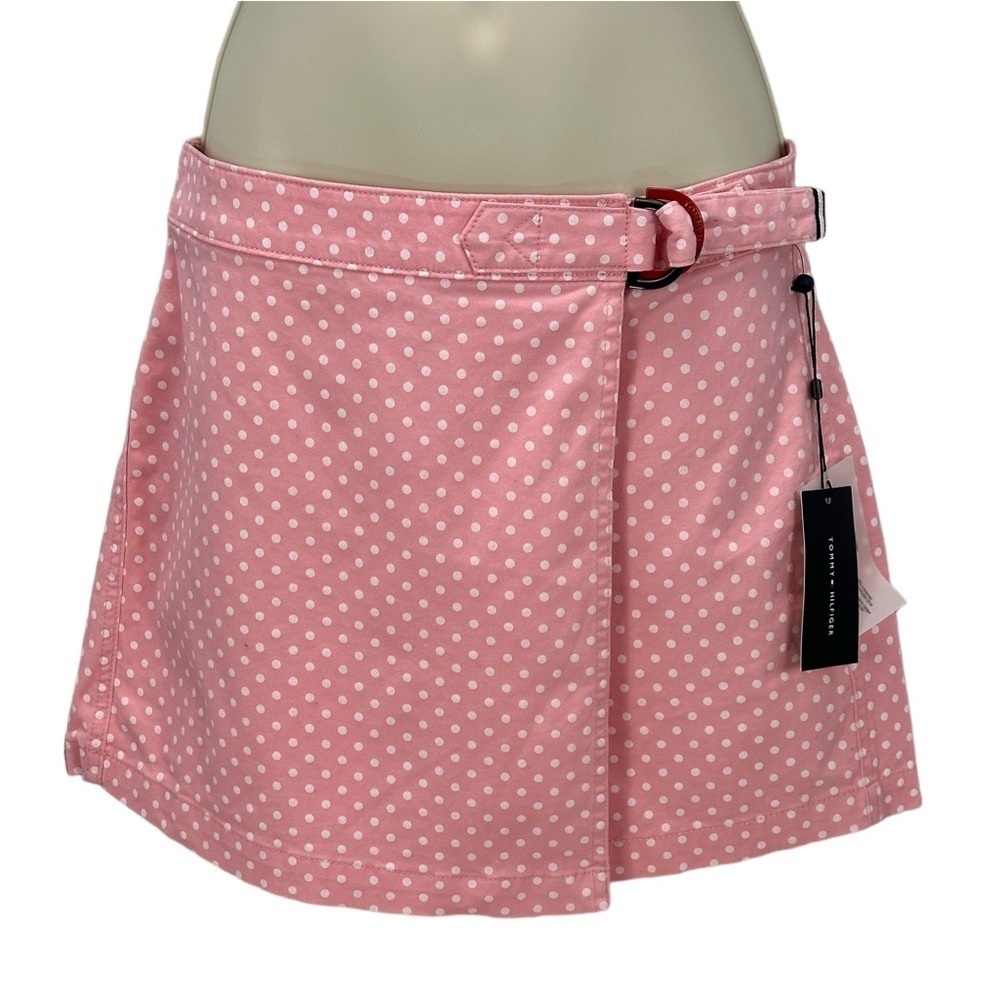 Tommy Hilfiger Pink Polka Dot Faux Wrap Hollywood Shorts - Pink White - size 2